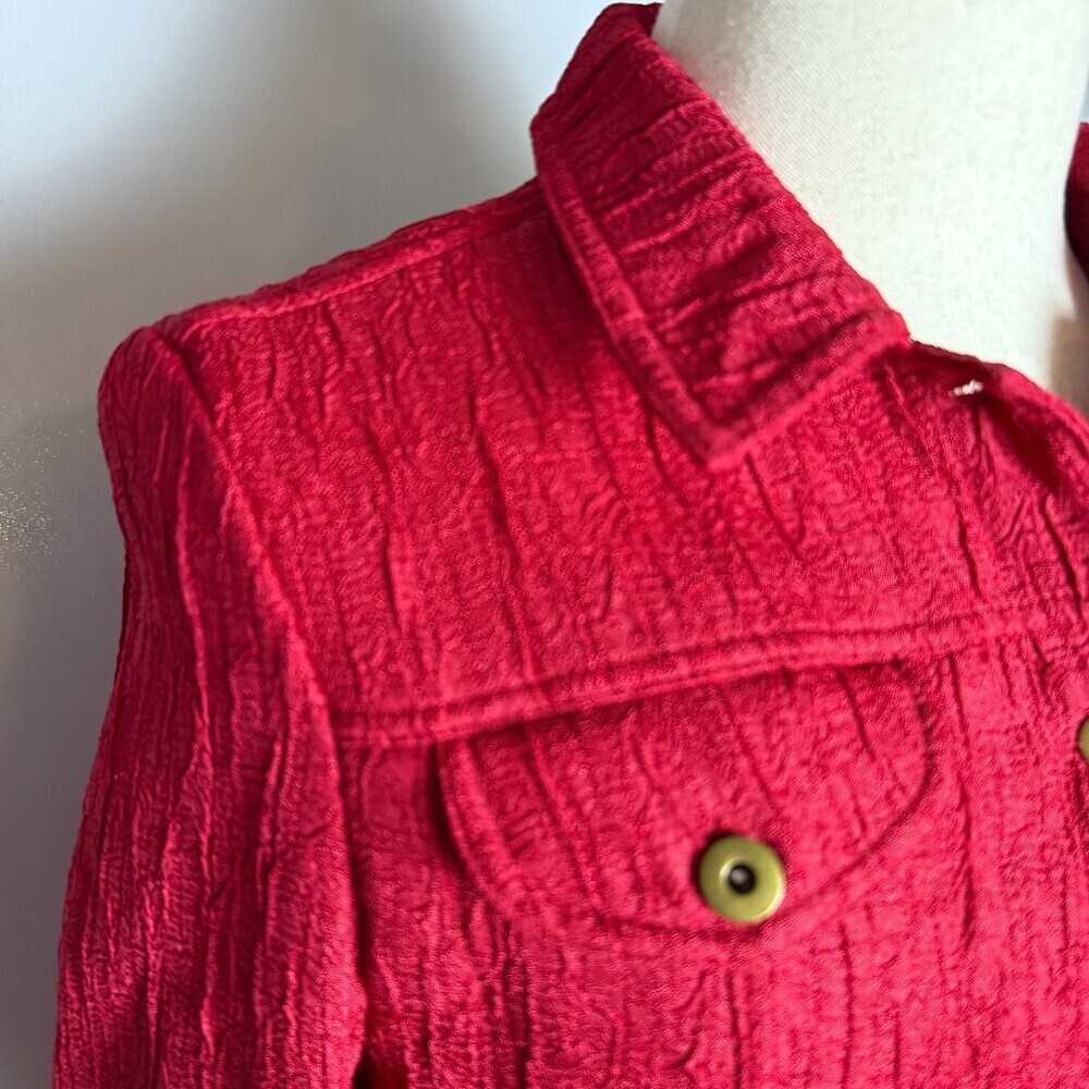 N Touch Vintage Red Crinkled Texture Women's Jacket, Sz 10, Pockets Y2K Business - Picture 3 of 16